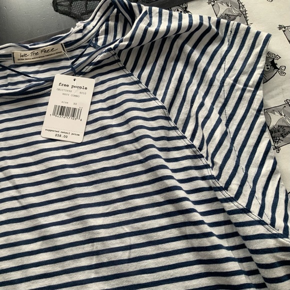 Free people navy stripped tunic XS NWT - Picture 3 of 5